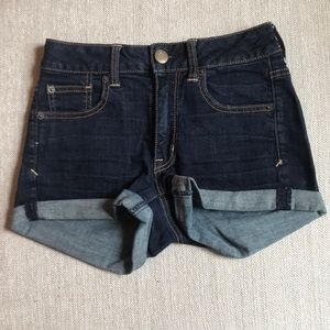 Dark wash demin shorts from American Eagle.